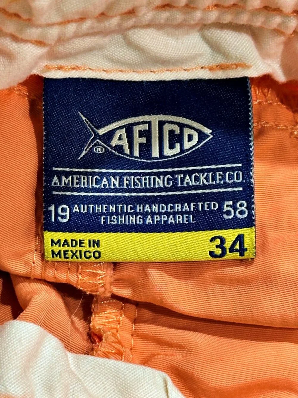 Lot AFTCO Fishing Shorts Long 34 Blue Orange Sherbet Nylon Cargo Outdoor Utility